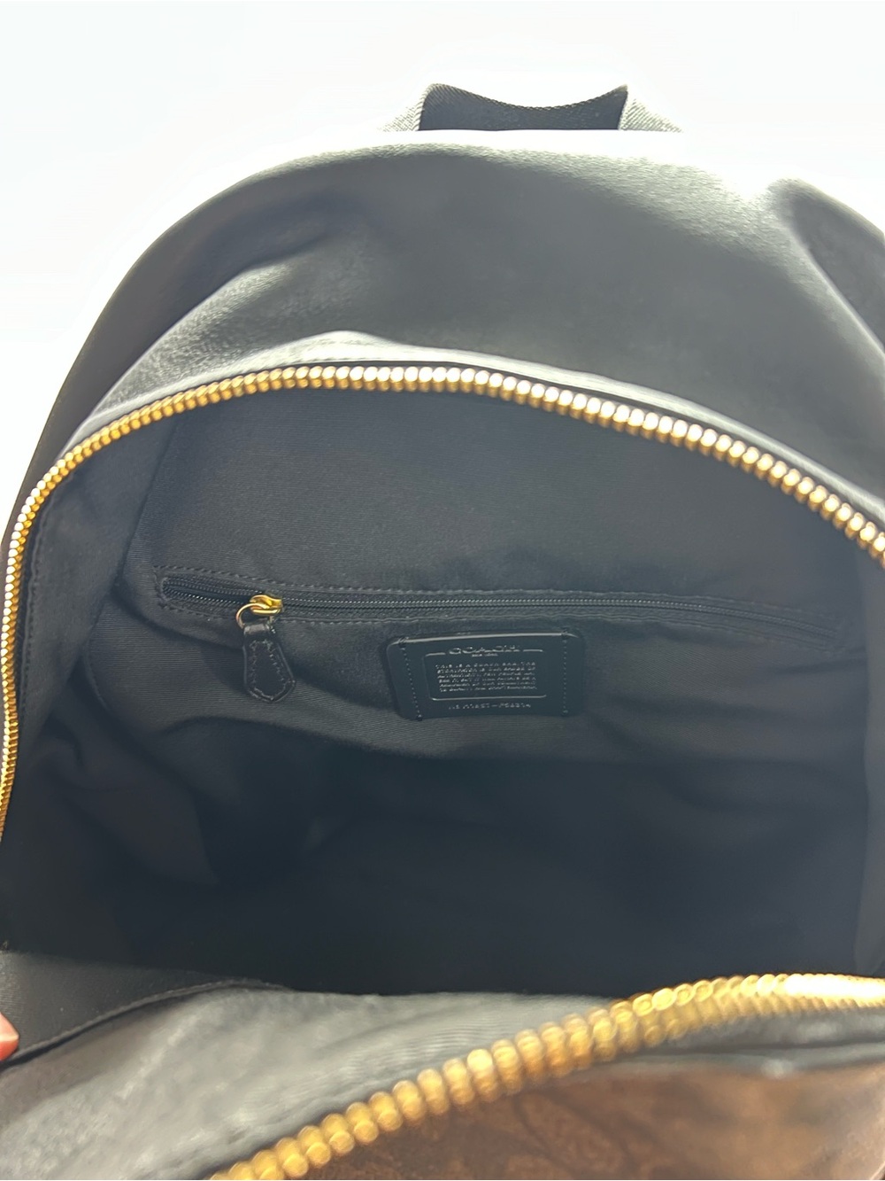 Coach Dark Brown Signature Canvas & Black Trim Backpack with Gold Hardware - Picture 6 of 6